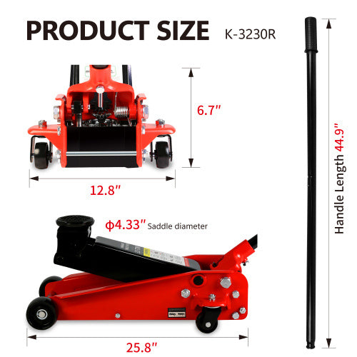 Hydraulic Trolley Low Profile Steel Racing Floor Jack With A Capacity