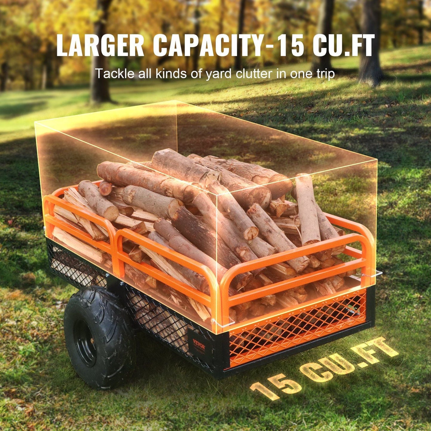 VEVOR Heavy Duty Steel ATV Dump Trailer, 1500-Pound Load Capacity 15