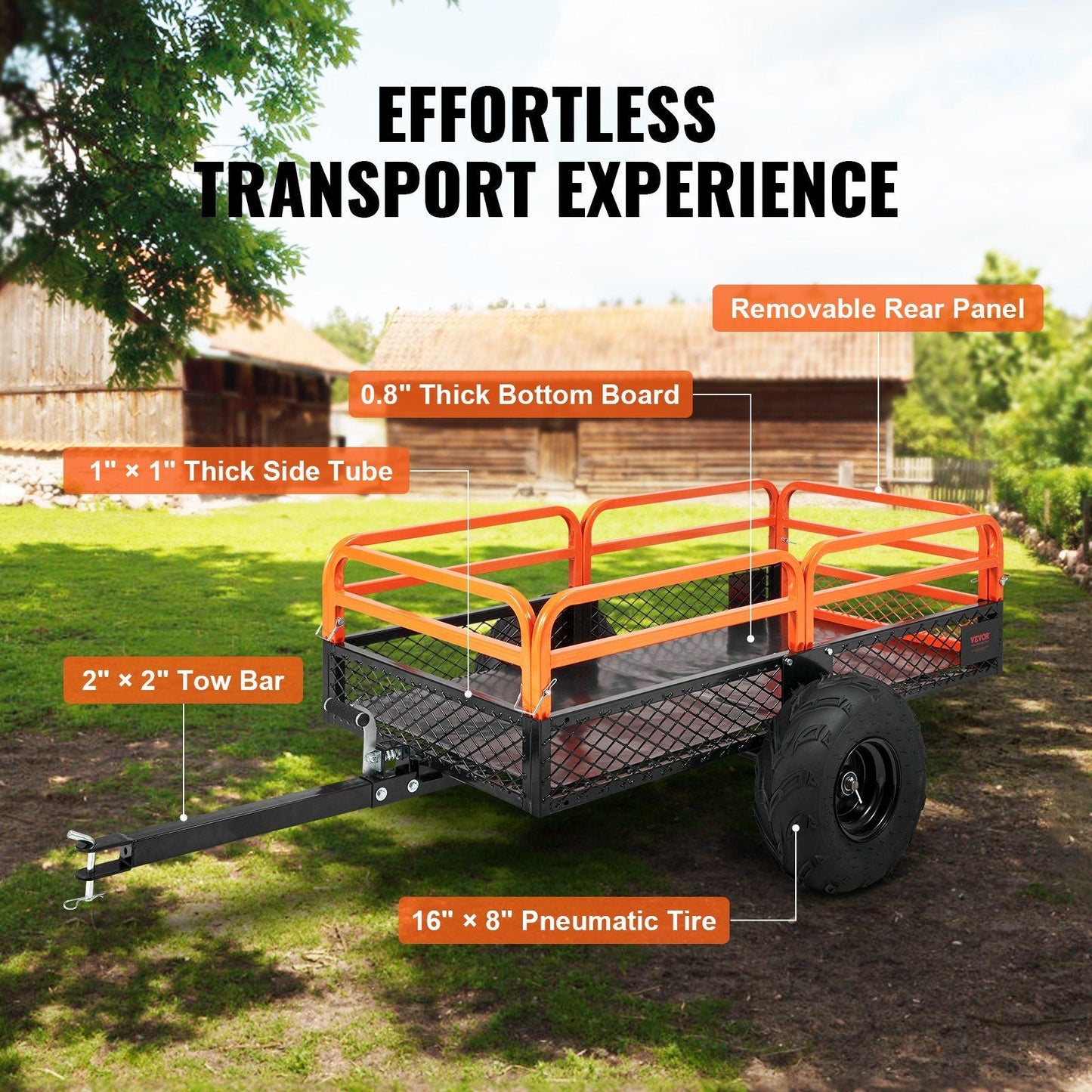 VEVOR Heavy Duty Steel ATV Dump Trailer, 1500-Pound Load Capacity 15